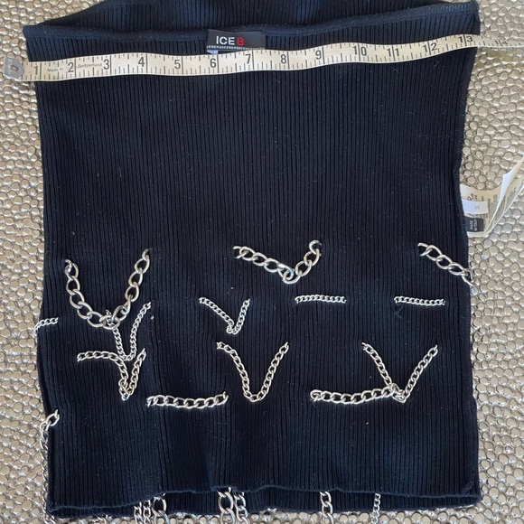 VINTAGE ICEBERG very rare silver chain black tube  knit TOP - Picture 13 of 15
